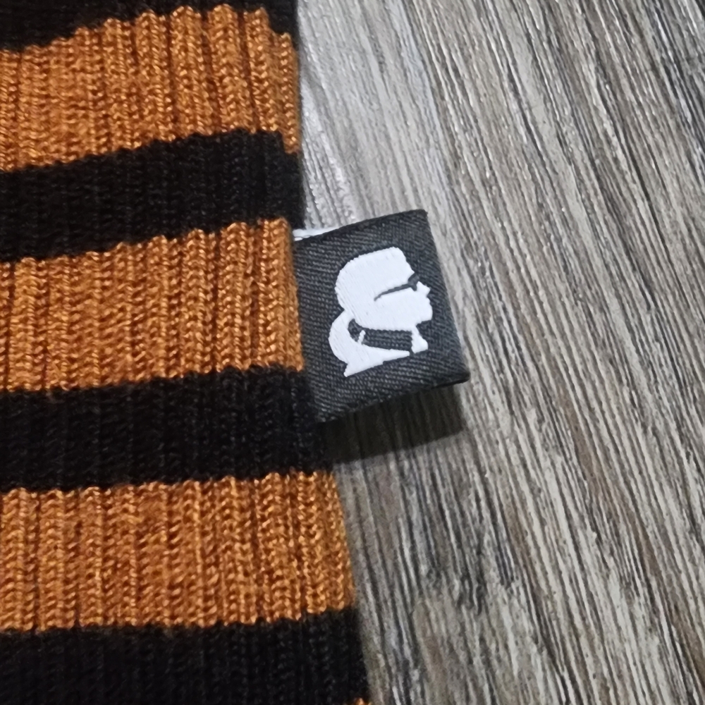 Karl Lagerfeld Black and Orange Striped Long Sleeve Tee - Picture 6 of 7